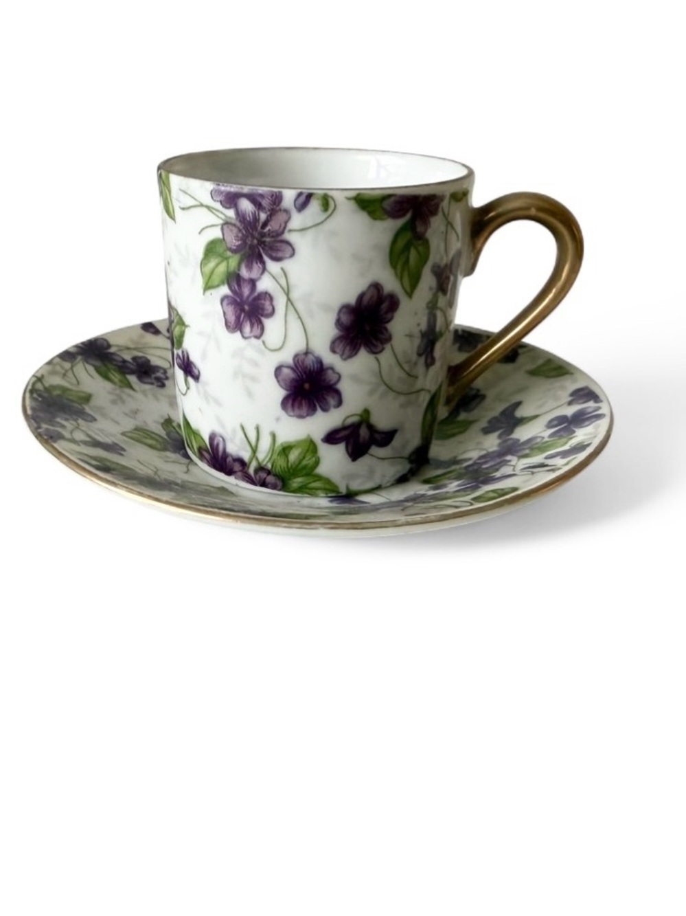 Vintage Inarco Japan Demitasse Purple Floral Cup & Saucer